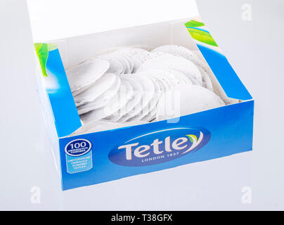 Tetley tea isolated on white background Stock Photo