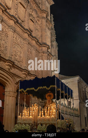 Salamanca, Spain; March 2017: Procession of the Hermandad de Penitencia de Nuestro Padre Jesús Despojado de sus Vestiduras and María Santísima de la C Stock Photo