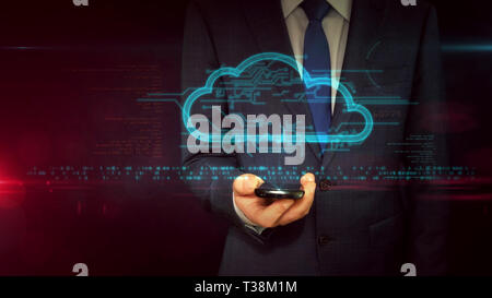 Hand using smartphone with technology concept Stock Photo - Alamy