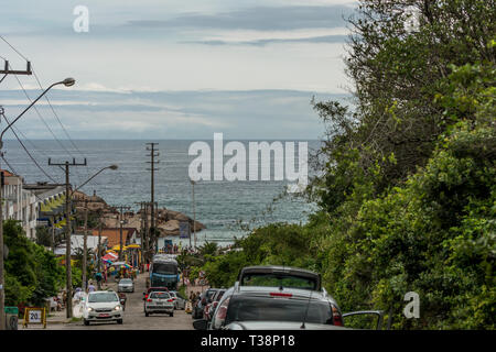 2019, January. Florianopolis, Brazil. Street access to Joaquina Beach. Stock Photo
