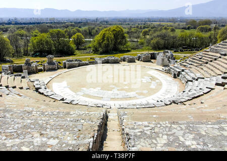 Ruins of The ancient theater in the Antique city of Philippi, Eastern Macedonia and Thrace, Greece Stock Photo