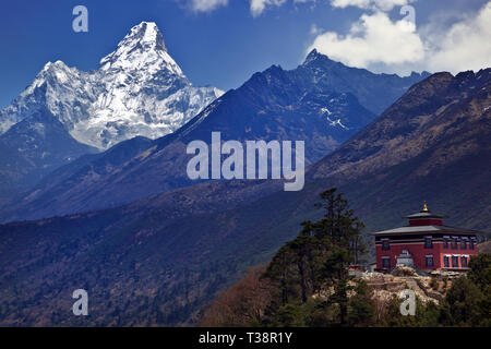 Tengboche Gompa with Ama Dablam in the background in Nepal Stock Photo