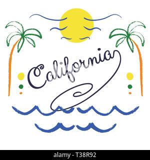 California hand drawn lettering. Stock Vector