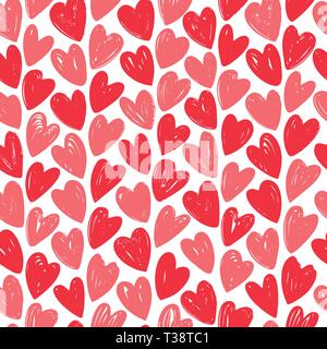 Hearts, seamless background. Hand drawn vector illustration Stock Vector