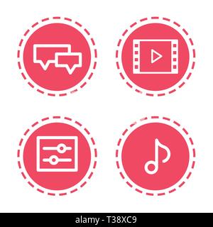 set different mobile app social media icons web applications collection white background flat vector illustration Stock Vector