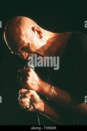 Celebrity.  Musician singer. Peter Garrett of Midnight Oil rock band on stage. Stock Photo