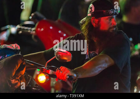 Daytona Beach, FL - 12 March 2016: Biker participating in the 75th Annual Bike Week at the World's Most Famous Beach. Stock Photo