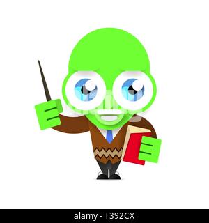 alien teacher vector illustration on white background for your design Stock Vector