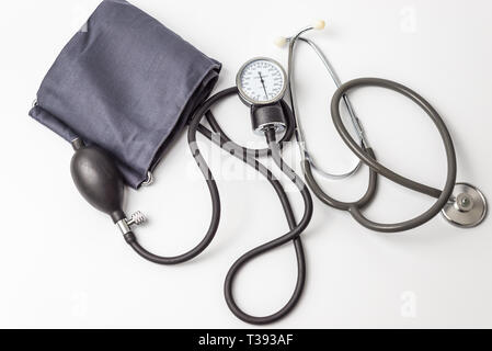 Blood pressure and pulse measuring device Stock Photo