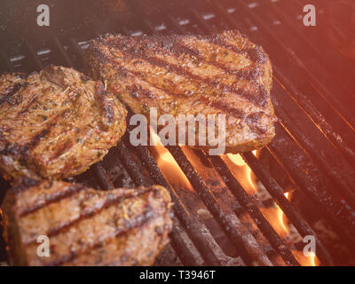 Grilled beaf meat on rust Stock Photo