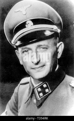 Adolf Eichmann, Otto Adolf Eichmann, Adolf Eichmann (1906–1962), German-Austrian Nazi SS-Obersturmbannführer (Senior Assault Unit Leader) and one of the major organisers of the Holocaust. Head of Reichssicherheitshauptamt (RSHA, Reich Security Central Office) Department IV B4 (Jewish affairs), who organised the deportation of Jews to the Auschwitz concentration camp in German-occupied Poland during the Holocaust Stock Photo