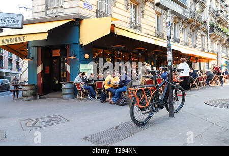 The traditional French restaurant Dunkerque located in Montmartre in 18 district of Paris, France. Stock Photo