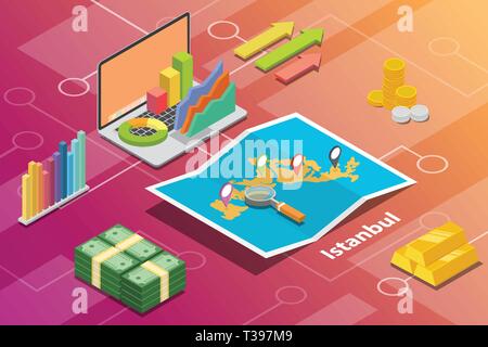 istanbul turkey city isometric financial economy condition concept for describe cities growth expand - vector Stock Vector