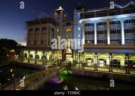 Le Caudan Waterfront in Port-Louis is a unique commercial concept in Mauritius. Stock Photo