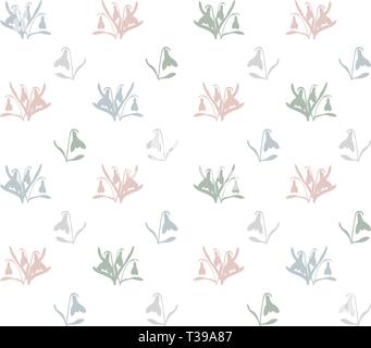 Snowdrop pattern seamless. Galanthus. Simple flat vector illustration. Stock Vector