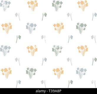 Seamless pattern from Narcissus. Light, clean and simple, for textile, on white background, pastel colors, minimalistic. Spring flowers seamless patte Stock Vector