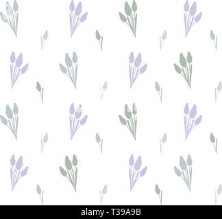 Seamless pattern from Muscari. Light, clean and simple, for textile, on white background, pastel colors, minimalistic. Spring flowers seamless pattern Stock Vector