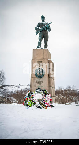 Russian Soldier Statue, Kirkenes, Finnmark, Norway Stock Photo