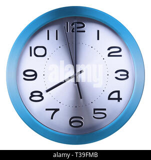 Wall clock isolated on white background. Eight oclock. Stock Photo