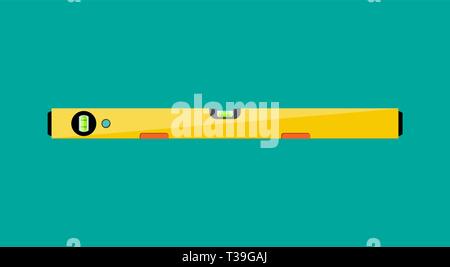 Yellow building level. plastic bubble level, vector illustration in flat style Stock Vector