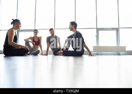 Planning shared yoga practice Stock Photo
