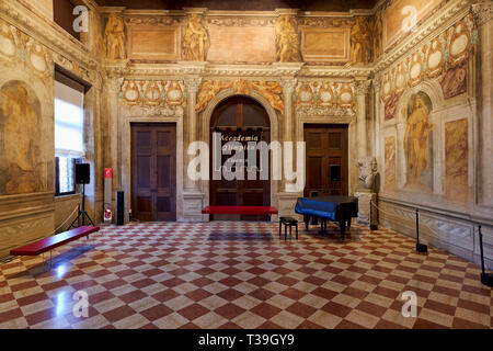 Vicenza, Veneto, Italy. The Teatro Olimpico ('Olympic Theatre') is a theatre in Vicenza, northern Italy, constructed in 1580-1585. The theatre was the Stock Photo