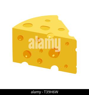 Triangular Yellow Cheese piece. vector illustration in flat style Stock Vector