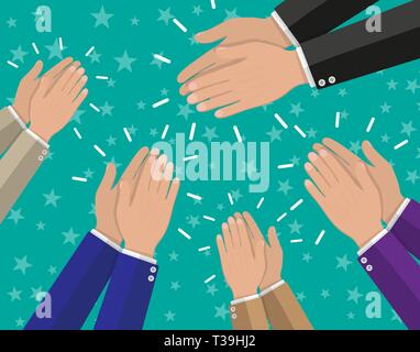 Human hands clapping. applaud hands. vector illustration in flat style Stock Vector