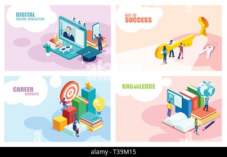 Education and knowledge are key to success concept. Modern set of vector for web page design template for online education and training courses. Stock Vector