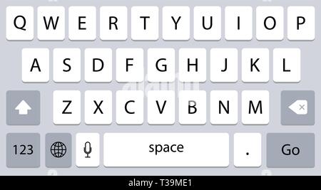 Smartphone keyboard, alphabet buttons vector illustration flat style Stock Vector