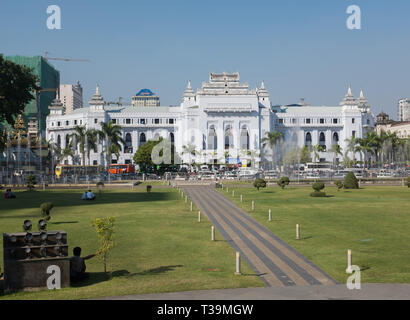 Maha Bandoola Garden and City Hall in Yangon, Myanmar Stock Photo