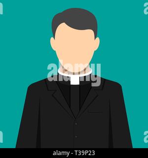 Catholic priest person. Pastor servant of god in cassock. Vector illustration in flat style Stock Vector