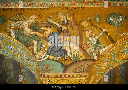 Medieval Byzantine style mosaics of the Palatine Chapel, Cappella Palatina, Palermo, Italy Stock Photo