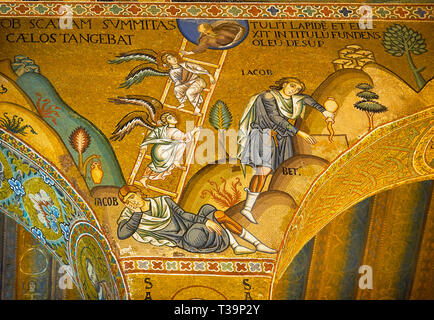 Medieval Byzantine style mosaics of the Palatine Chapel, Cappella Palatina, Palermo, Italy Stock Photo