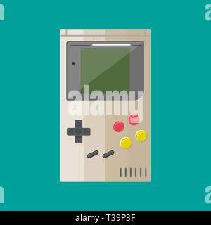 Old retro game hand console gadget. Handheld. Vector illustration in flat design Stock Vector