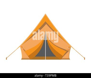 Camping tent. Tourism, travel, vacation and sport. Vector illustration in flat style Stock Vector