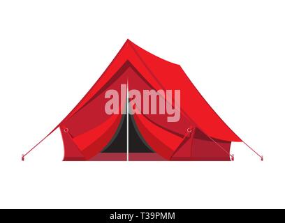 Camping tent. Tourism, travel, vacation and sport. Vector illustration in flat style Stock Vector