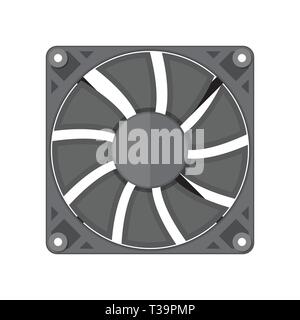 Plastic computer cooler isolated on white. PC hardware. Components for personal computer. Fan icon. Vector illustration in flat style Stock Vector