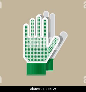 Cloth gloves. Gloves for gardening and garden. Work and protective equipment. Vector illustration in flat style Stock Vector