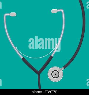 Medical stethoscope or phonendoscope. Medical equipment. Healthcare. Vector illustration in flat style Stock Vector