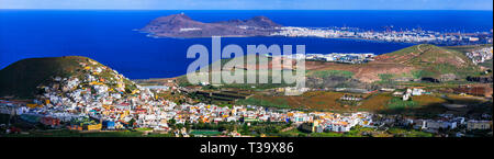 Impressive Las Palmas town,panoramic view,Gran Canaria,Spain. Stock Photo