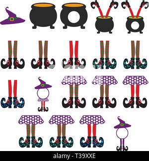 Witch Legs in the cauldron and others Stock Vector