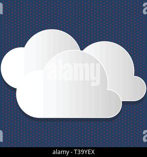 Blank White Fluffy Clouds Cut Out of Board Floating on Top of Each Other Business concept Empty template copy space isolated Posters coupons promotion Stock Vector