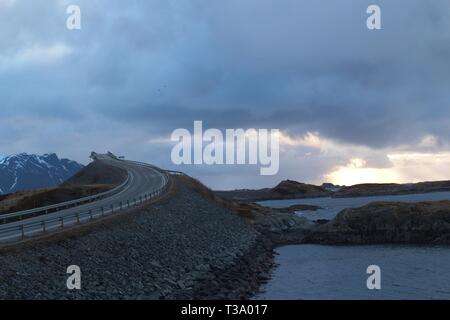 Famous Atlantic Road and arch bridge in Norway Stock Photo