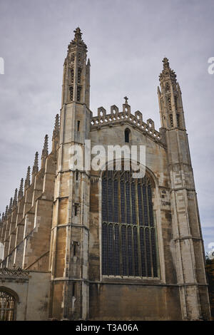 Cambridge, UK - December, 2018. View of the external façade of the King's College Chapel, an example of late Gothic architecture. Stock Photo