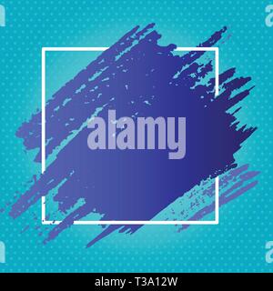 Blue Tone Paint Inside Square Line Frame. Textured Smudges with Blank Space Design business Empty template isolated Minimalist graphic layout template Stock Vector