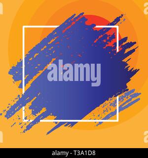 Blue Tone Paint Inside Square Line Frame. Textured Smudges with Blank Space Design business concept Empty copy text for Web banners promotional materi Stock Vector