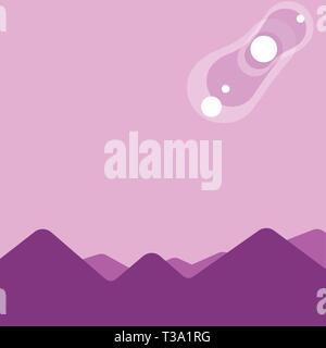 View of Colorful Mountains and Hills with Lunar and Solar Eclipse Happening Design business concept Empty template copy space text for Ad website isol Stock Vector