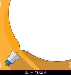 Huge Blank White Speech Bubble Occupying Half of Screen and Small Megaphone Business Empty template for Layout for invitation greeting card promotion  Stock Vector