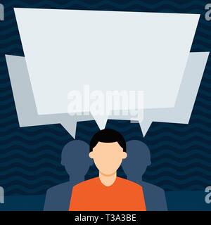 Faceless Man has Two Shadows Each has Their Own Speech Bubble Overlapping Design business Empty copy space text for Ad website promotion isolated Bann Stock Vector